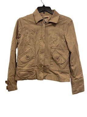 BKE Womens Tan Button-Front Jacket With Pockets Size Large